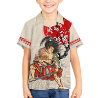 Personalised Japanese Culture Hawaii Style Hawaiian Shirt Japanese Samurai with Hawaiian Pattern LT03 - Polynesian Pride