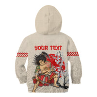 Personalised Japanese Culture Hawaii Style Kid Hoodie Japanese Samurai with Hawaiian Pattern LT03 - Polynesian Pride