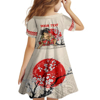 Personalised Japanese Culture Hawaii Style Kid Short Sleeve Dress Japanese Samurai with Hawaiian Pattern LT03 - Polynesian Pride