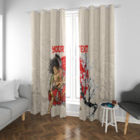 Personalised Pan-Pacific Festival Window Curtain Japanese Samurai with Hawaiian Pattern