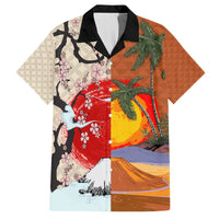 Japanese Culture Hawaii Style Hawaiian Shirt Mauna Kea and Fuji Mountains LT03 Brown - Polynesian Pride