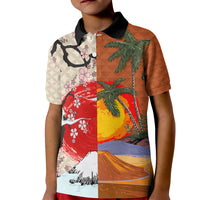 Pan-Pacific Festival Kid Polo Shirt Mauna Kea and Fuji Mountains