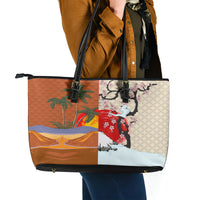 Pan-Pacific Festival Leather Tote Bag Mauna Kea and Fuji Mountains