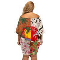 Japanese Culture Hawaii Style Off Shoulder Short Dress Mauna Kea and Fuji Mountains LT03 - Polynesian Pride