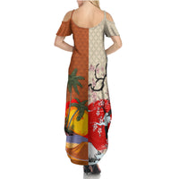 Japanese Culture Hawaii Style Summer Maxi Dress Mauna Kea and Fuji Mountains LT03 - Polynesian Pride