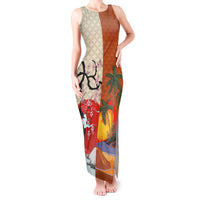 Japanese Culture Hawaii Style Tank Maxi Dress Mauna Kea and Fuji Mountains LT03 Women Brown - Polynesian Pride