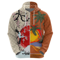 Pan-Pacific Festival Zip Hoodie Mauna Kea and Fuji Mountains