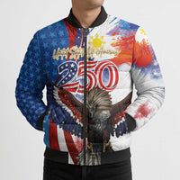 Philippines and United States Semiquincentennial Bomber Puffer Jacket Eagle and National Flag Style
