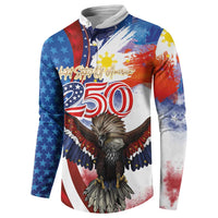 Philippines and United States Semiquincentennial Button Sweatshirt Eagle and National Flag Style