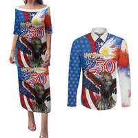 Philippines and United States Semiquincentennial Couples Matching Puletasi and Long Sleeve Button Shirt Eagle and National Flag Style