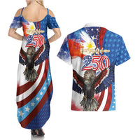Philippines and United States Semiquincentennial Couples Matching Summer Maxi Dress and Hawaiian Shirt Eagle and National Flag Style