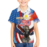 Philippines and United States Semiquincentennial Family Matching Summer Maxi Dress and Hawaiian Shirt Eagle and National Flag Style