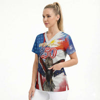 Philippines and United States Semiquincentennial Scrub Top Eagle and National Flag Style