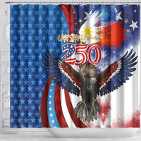 Philippines and United States Semiquincentennial Shower Curtain Eagle and National Flag Style