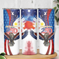 Philippines and United States Semiquincentennial Skinny Tumbler Eagle and National Flag Style