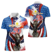 Philippines and United States Semiquincentennial Women Polo Shirt Eagle and National Flag Style