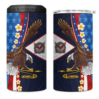 American Samoa and United States Semiquincentennial 4 in 1 Can Cooler Tumbler Bald Eagle with National Flag Style LT03 One Size: 16 oz Multicolor - Polynesian Pride