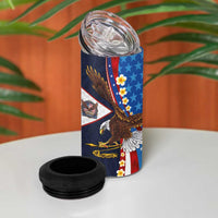 American Samoa and United States Semiquincentennial 4 in 1 Can Cooler Tumbler Bald Eagle with National Flag Style LT03 - Polynesian Pride