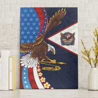 American Samoa and United States Semiquincentennial Canvas Wall Art Bald Eagle with National Flag Style LT03 Without Frame Multicolor - Polynesian Pride