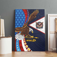 American Samoa and United States Semiquincentennial Canvas Wall Art Bald Eagle with National Flag Style LT03 - Polynesian Pride