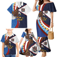 American Samoa and United States Semiquincentennial Family Matching Mermaid Dress and Hawaiian Shirt Bald Eagle with National Flag Style