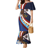 American Samoa and United States Semiquincentennial Family Matching Mermaid Dress and Hawaiian Shirt Bald Eagle with National Flag Style