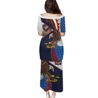 American Samoa and United States Semiquincentennial Family Matching Puletasi and Hawaiian Shirt Bald Eagle with National Flag Style