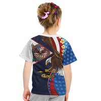 American Samoa and United States Semiquincentennial Kid T Shirt Bald Eagle with National Flag Style