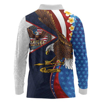 American Samoa and United States Semiquincentennial Long Sleeve Polo Shirt Bald Eagle with National Flag Style LT03 - Polynesian Pride