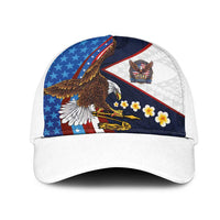 American Samoa and United States Semiquincentennial Mesh Trucker Cap Bald Eagle with National Flag Style LT03 One Size White Multicolor - Polynesian Pride