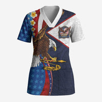 American Samoa and United States Semiquincentennial Scrub Top Bald Eagle with National Flag Style LT03 Adult Multicolor - Polynesian Pride