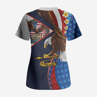American Samoa and United States Semiquincentennial Scrub Top Bald Eagle with National Flag Style LT03 - Polynesian Pride