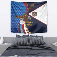 American Samoa and United States Semiquincentennial Tapestry Bald Eagle with National Flag Style LT03 - Polynesian Pride