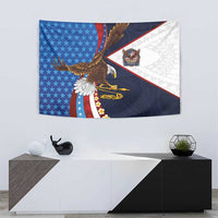 American Samoa and United States Semiquincentennial Tapestry Bald Eagle with National Flag Style LT03 - Polynesian Pride