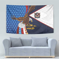 American Samoa and United States Semiquincentennial Tapestry Bald Eagle with National Flag Style LT03 - Polynesian Pride