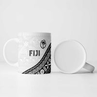 Custom Fijian Rugby Ceramic Mug Tapa Pattern and Palm Tree Tribal