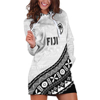 Custom Fijian Rugby Hoodie Dress Tapa Pattern and Palm Tree Tribal