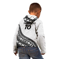 Custom Fijian Rugby Kid Hoodie Tapa Pattern and Palm Tree Tribal