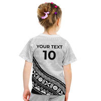Custom Fijian Rugby Kid T Shirt Tapa Pattern and Palm Tree Tribal LT03 - Polynesian Pride