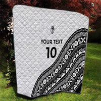 Custom Fijian Rugby Quilt Tapa Pattern and Palm Tree Tribal