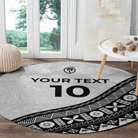Custom Fijian Rugby Round Carpet Tapa Pattern and Palm Tree Tribal