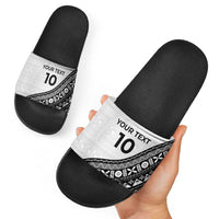 Custom Fijian Rugby Slide Sandals Tapa Pattern and Palm Tree Tribal