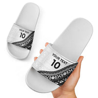 Custom Fijian Rugby Slide Sandals Tapa Pattern and Palm Tree Tribal