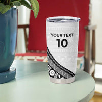 Custom Fijian Rugby Tumbler Cup Tapa Pattern and Palm Tree Tribal