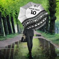 Custom Fijian Rugby Umbrella Tapa Pattern and Palm Tree Tribal