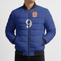 Custom Fijian Football Bomber Puffer Jacket Tapa Pattern and Shark Tribal