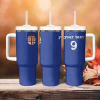 Custom Fijian Football Tumbler With Handle Tapa Pattern and Shark Tribal