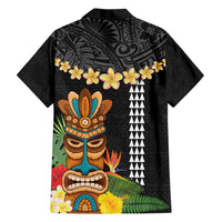 Hawaii Plumeria Lei Hawaiian Shirt Tiki and Kakau Pattern Black Color LT03 - Polynesian Pride