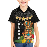 Hawaii Plumeria Lei Hawaiian Shirt Tiki and Kakau Pattern Black Color LT03 - Polynesian Pride