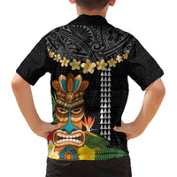 Hawaii Plumeria Lei Hawaiian Shirt Tiki and Kakau Pattern Black Color LT03 - Polynesian Pride